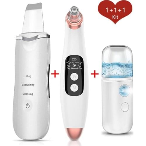 Ultrasonic Skin Scrubber Deep Face Cleaning Machine Peeling Shovel Facial Pore Cleaner Blackhead removal Nano spray moisturizing