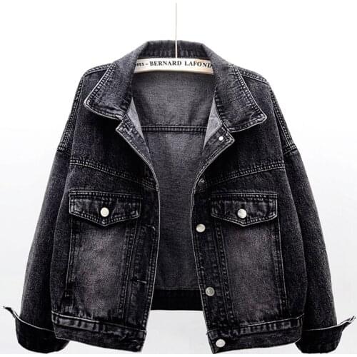 Autumn Fashion Black Denim Jacket Women Batwing sleeve Short Loose Korean Jeans Jacket Student Female Outerwear Chaqueta Mujer