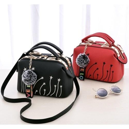 Womens motorcycle youthful and elegant bag new Korean version Embroidery line fashion Crossbody shoulder bag tianmei 25X13X16cm