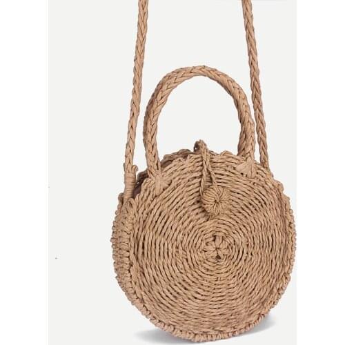 Women Woven Round Rattan mini Straw Bag Bali Bohemian Beach Circle Handbag Summer Handmade Retro Knitted Messenger Bags