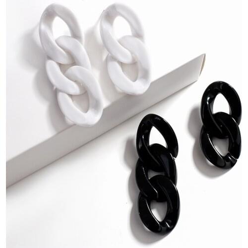 AENSOA Asymmetry Acrylic Chain Dangle Drop Earrings For Women Big Earring Fashion Geometric Resin Statement Jewelry Wholesale