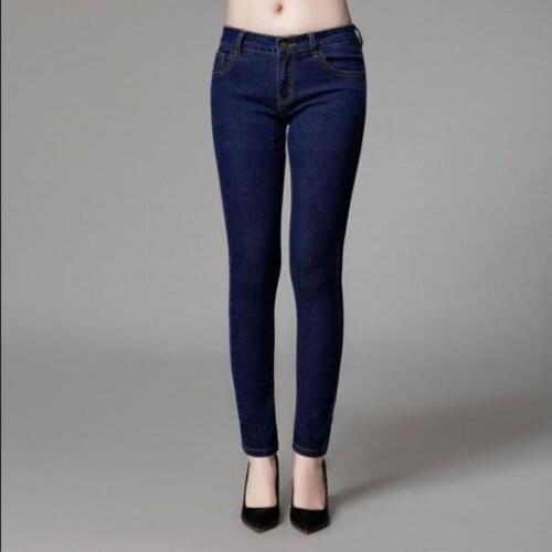 Plus Size XL-8XL Women Pants Spring/Autumn Woman Jeans Ladies Solid Color Denim Slim Elastic Pencil Pants Trousers Clothes Y48