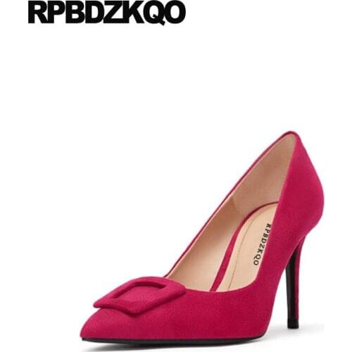 Pumps scarpin size 33 peach suede 4 34 fashion designer heels women luxury 2019 thin pointed toe shoes high plus 8cm slip on