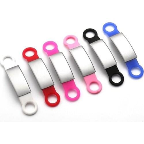 100pcs/lot Stainless Steel Blank Dog Tags With Silicone Hole Pet ID Tags Pendants Factory Wholesale