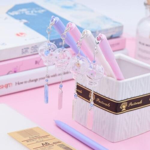 1/2 Pcs Gel Pen 0.5mm Pens Kawaii Wind Chimes Pendant Neutral Pens School Girls Gift Writing Office Supplies Stationery Item