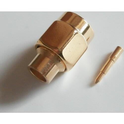 1X Pcs Connector SMA Male jack Solder for semi-rigid RG402 0.141" cable Nonporous Brass GOLD Plated Straight RF Adapters