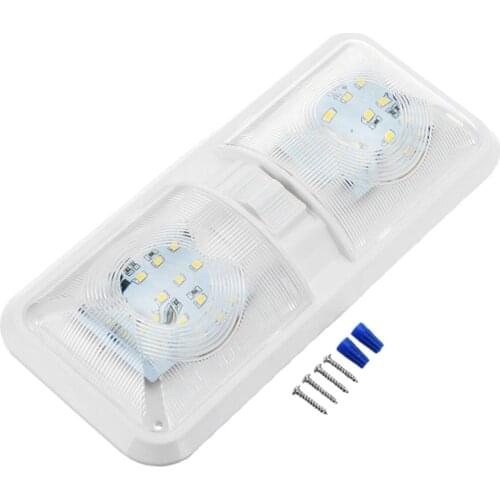 DC 12V RV LED Double Dome Light Interior Lighting for Car Boat 48pcs 5050SMD