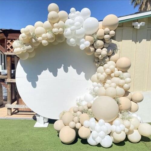 155Pcs Beige Nude Balloon Arch Garland Kit White Sand Latex Globos for Brithday Party Baby Shower Wedding Decoration Supplies
