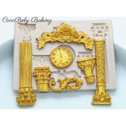 Luyou 1pcs Roman pillars lace silicone mold cake molds cake decorating tools fondant chocolate gumpaste mold FM1922