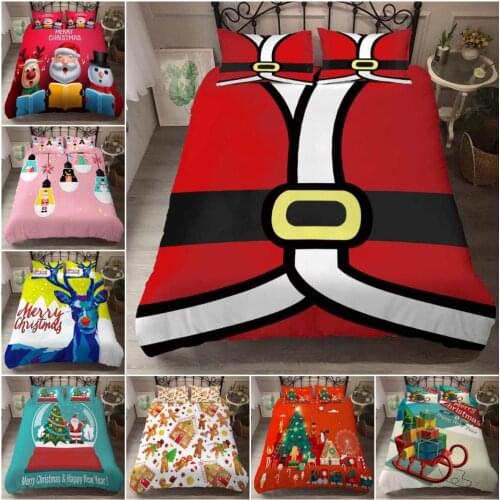 3D Santa Claus Boys Girls Gifts Bedding Set Fashion Duvet Cover Single Double Queen King Bedclothes Pillowcases Quilt Cover Sets