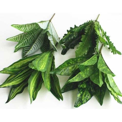 50cm Artificial Evergreen peacock zebra Brazilian Leaf Simulation Plants Home Balcony Garden Landscape Decoration Accessories