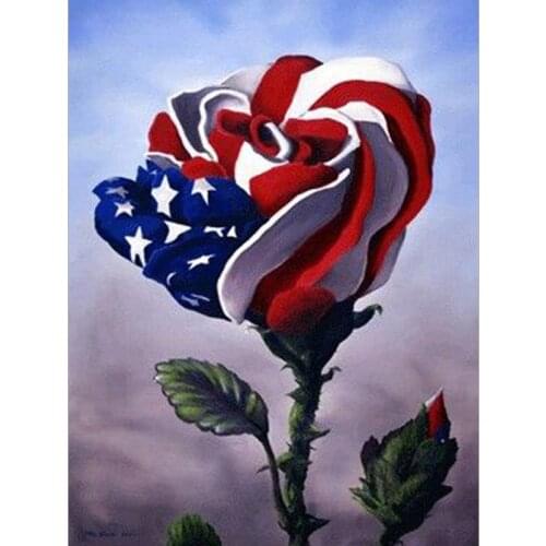 5D DIY Diamond Painting American Flag Rose Handmade Diamond Painting Embroidery Mosaic Cross Embroidery Artist Painting Home Dec