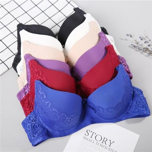 Sexy Push Up A B Cup Women Bra Plunge Dropship Lingerie Underwire Underwear Gather Band Colorfuls Girls Lace Bralette Padded