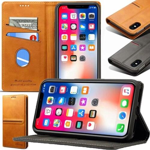 Retro PU Leather Case For iPhone X Xs 7 8 Plus Wallet Case Card Slots Stand Case Cover For iPhone 8 7 Plus X Business Shell