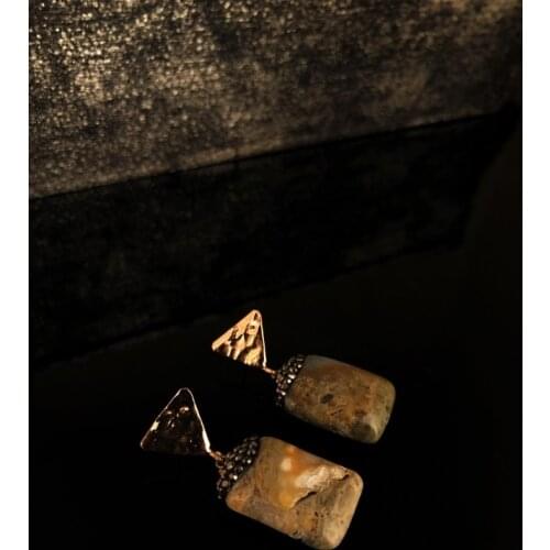 Dr Stone Natural Stone Women 'S OPAL Stone Gold Plated Earrings RYL110 439800177