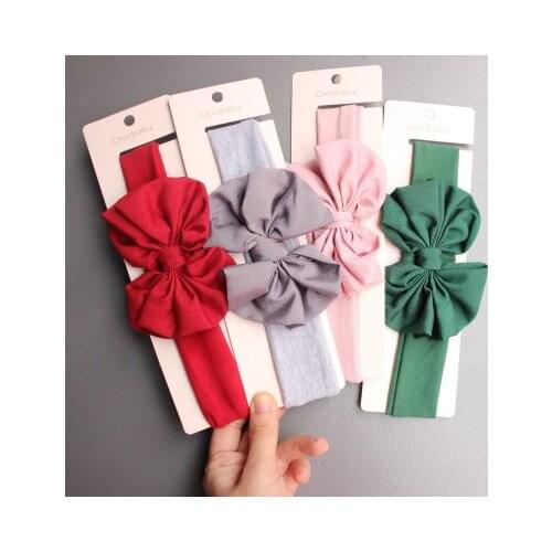 Childrens Seamless Hairband Soft Elastic Solid Color Nylon Bow Knot Turban Hair Bands Hair Accessories Baby Turband