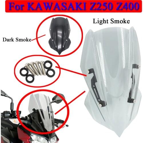 For KAWASAKI Z250 Z400 Z-250 Z-400 2019 Z 250 Z 400 Double Bubble Motorcycle Sports Windshield WindScreen Deflector Visor Viser