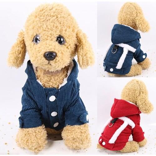 Pet Double-layered Cotton-padded Hooded Coat with Traction Buckle Dog Clothes