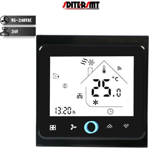 RS485 2Pipe Fan Coil Room Air Thermostat WIFI for Middle Eastern profession Controller 24V&Valve and 220V Fan Output