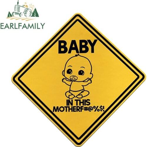 EARLFAMILY 13cm x 12.9cm For Baby On Board Vinyl Car Wrap Stickers Caravan Decal Waterproof Graffiti Refrigerator Decals Decor