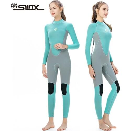 Womens 3mm Neoprene Wetsuit, Back Zip Full Body Diving Suit, one Piece for Snorkeling, Scuba Diving Swimming, Surfing Keep Warm