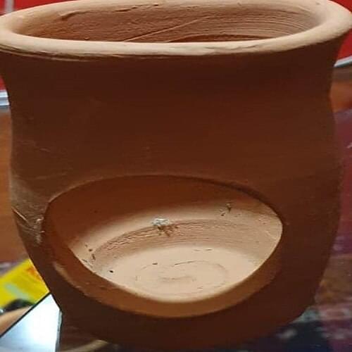 Earthenware soil clay aquarium pot cave 1 pcs ( round hole)