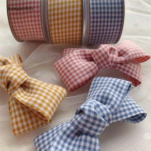 Kewgarden 1.5" 1" 25 38 10mm Linen Plaid Ribbon DIY Bow Crafts Sewing Hair Accessories Handmade Tape Packing Webbing 10 Yards
