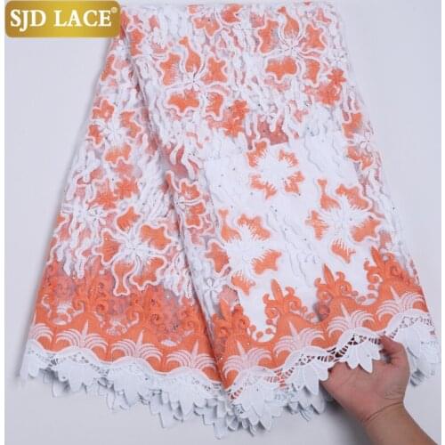 SJD LACE African Lace Net Fabric With Sequins French Mesh Lace Fabric Embroidery Soft Milk Silk Laces For Wedding Party SewA2221