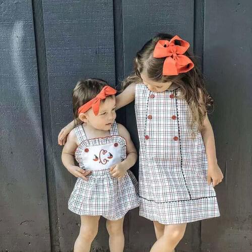 Spanish Summer Girls Vest Plaid Dress Fashion 2021 New Children Vestidos Children Clothes Kids Toddler Sleeveless One Piece Robe