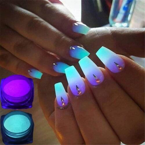 Neon Phosphor Powder Nail Glitter Powder 12Colors Dust Luminous Pigment Fluorescent Powder Nail Glitters Glow in the Dark 1 Box