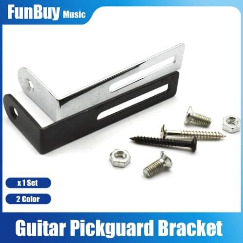 Pickguard Mounting Bracket L Shape For LP Electric Guitar w Nut Screw Guitar Accessories Black/Chrome