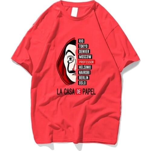 100% Cotton Tshirt Men Short Sleeve House of Paper T Shirt Men Funny Design La Casa De Papel T Shirt Money Heist Tees tshirt man