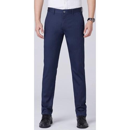 Fashion New High Quality Cotton Men Pants Straight Spring and Summer Long Male Classic Business Casual Trousers Full Length Mid