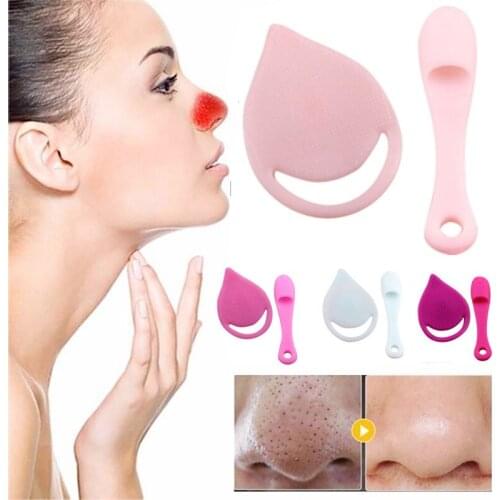 2Pcs/Set Soft Women Exfoliation Silicone 4 Colors Facial Cleansing Brush Blackhead Remover
