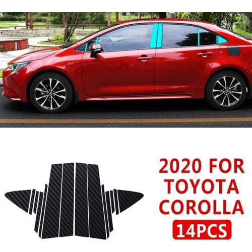 Pcmos Carbon Fiber Sticker Car Window A,B,C Pillar Mirror Plate Molding Trim For Toyota Corolla 2020 14PCS Chromium Styling New
