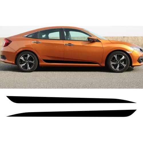 2Pcs For Honda Civic Car Side Stripes Stickers Vinyl Film Auto Racing Sport DIY Decals Styling Automobile Car Tuning Accessories