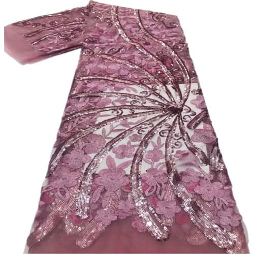 Nigerian Embroidered Sequins Lace Fabric 2021 High Quality African French Lace Fabric Women Wedding Dress JL-140