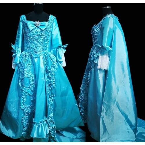 2020 New blue victorian Halloween Cosplay dress Colonial Georgian Renaissance Gothic Historical dress D-610