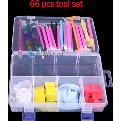 New 5D Diamond Painting Tools Kits Diamond Embroidery Accessories Sets Tweezers pen Clay Storage Box 66pcs/set