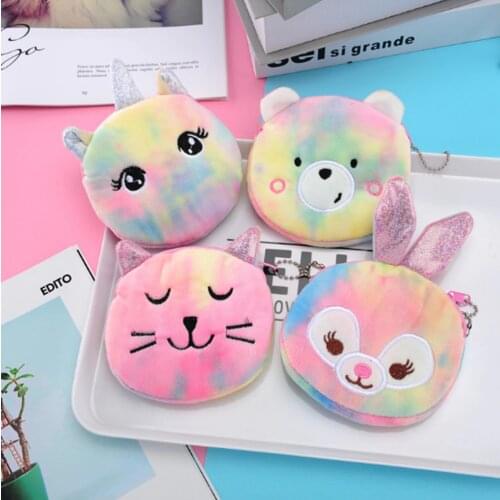 10CM New cross-border hot style laser dazzle plush cute coin purse coin bag small gifts wholesale