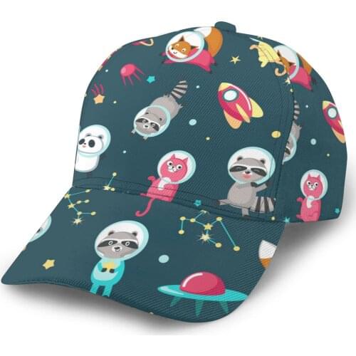 Cute Animals Astronauts Panda Raccoon Cat And Fox In Outer Space Baseball Cap Fashion Men Hat Cap Summer Dad Hat Male Sports Hat