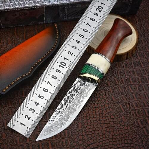 VG10 Damascus Steel Hunting Knife Fixed Blade Pocket Knife Outdoor Camping Survival Tools Tactical Self Defense Military Knives