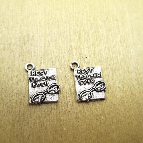 15pcs 18x13mm best teacher ever book Charms book charm pendants DIY necklace/ bracelets charms antique silver tone