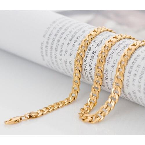 Polished Solid hammered link Gold Chain for men women plated necklace