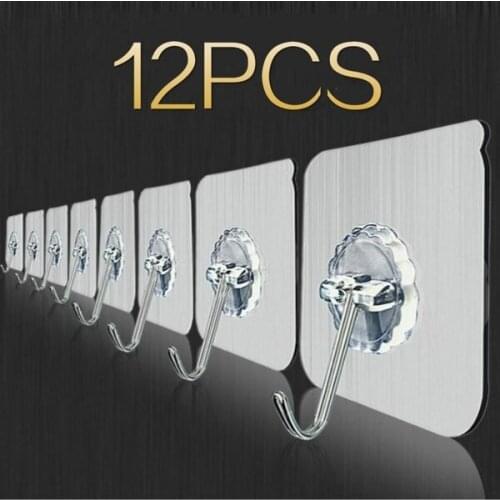 12 Pcs Transparent Non Trace Hook Wholesale Strong Hook Hook Magic No Trace Hook Hook Hook Strong Hook