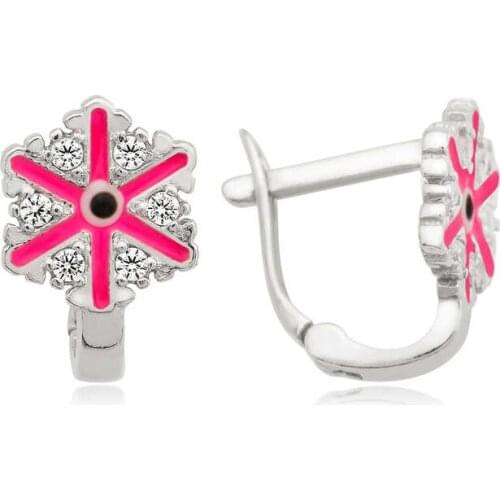 Silverlina Silver Pink Snowflake Children Tag