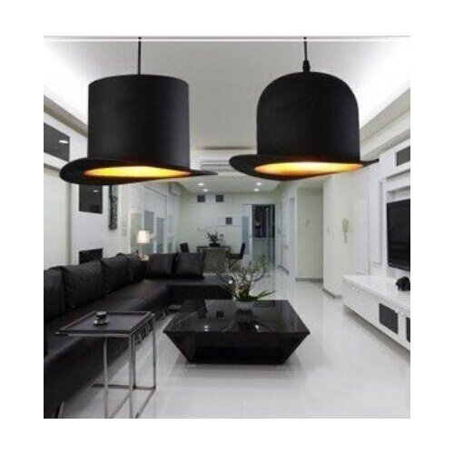 Modern style lamp design items 110v 220v power e27 Jeeves Wooster Top Hat pendant lights hat light Outside Black Inside silver