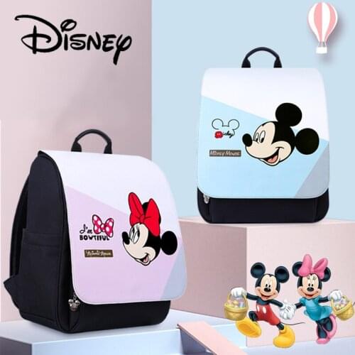 Disney PU Diaper Bag Pregnant Women Backpack Japanese Style Waterproof Bottle Insulation Bag Mickey Mouse Leather Diaper Bag mom