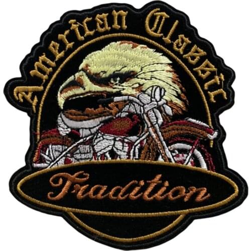 Customized Embroidered DIY Punk Eagle Bike Sew on Iron On velcro Patch Badge Clothes Fabric Applique patch Any size Any design