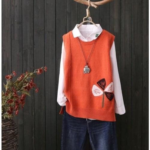 Woman Jacket Vest Literary Style Short Knitted Womens Sleeveless Sweater Wool Vest Pullover Sweater New Vest Chaleco Mujer